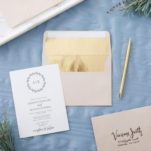 Pink A7 Envelopes with Bronze Foil Lining, 50 Pack