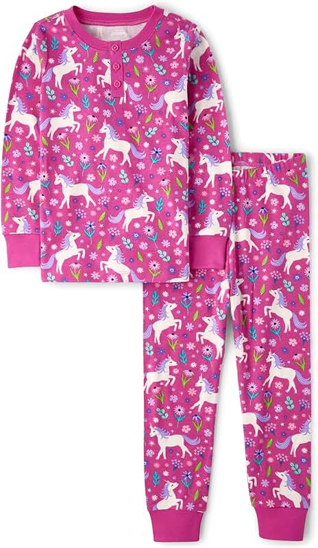 Kids' Cotton Henley Long Sleeve Top and Pants Pajama Set