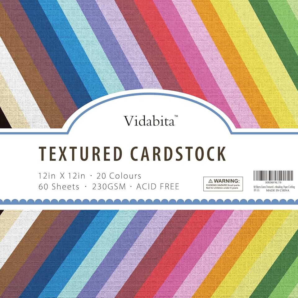 60 Sheets 12x12 Inch Colored Linen Textured Cardstock