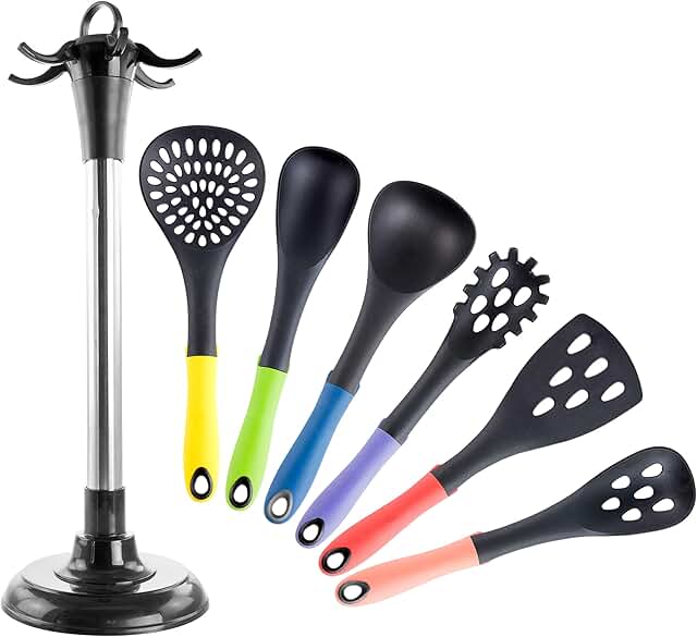 7-Piece Multi-Color Nylon Cookware Utensil Set