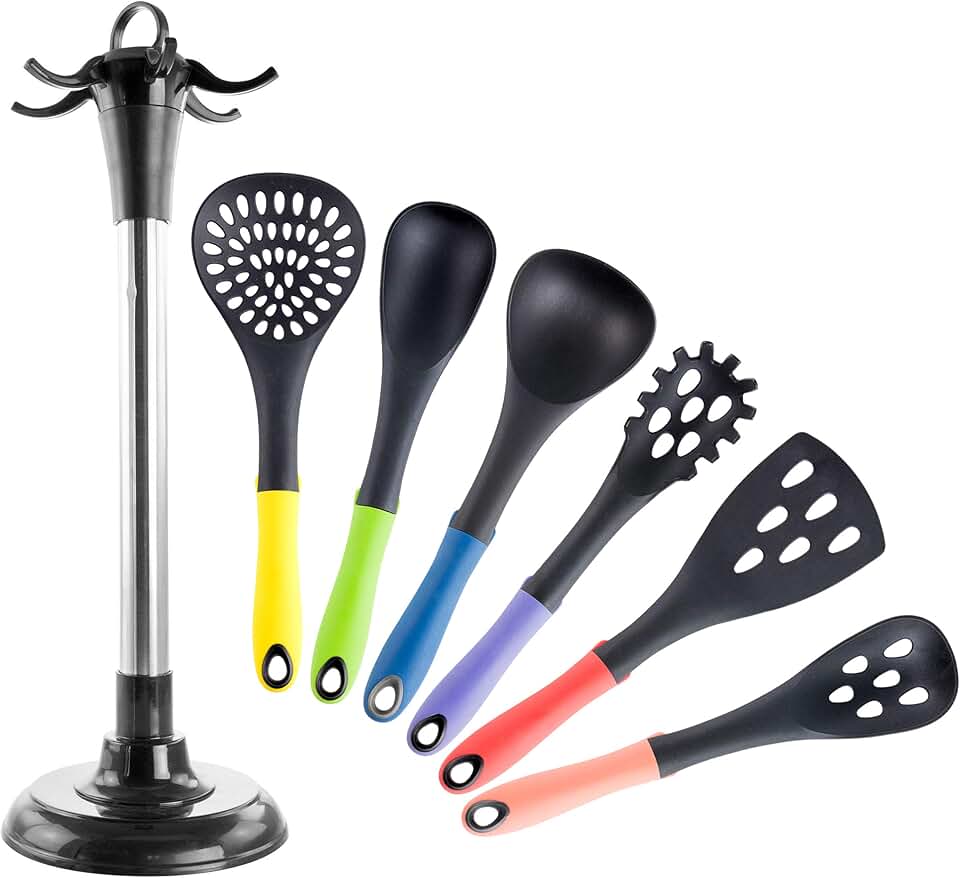 7-Piece Multi-Color Nylon Cookware Utensil Set