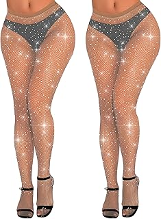 Two Pairs of Sparkly Fishnet Stockings for Women
