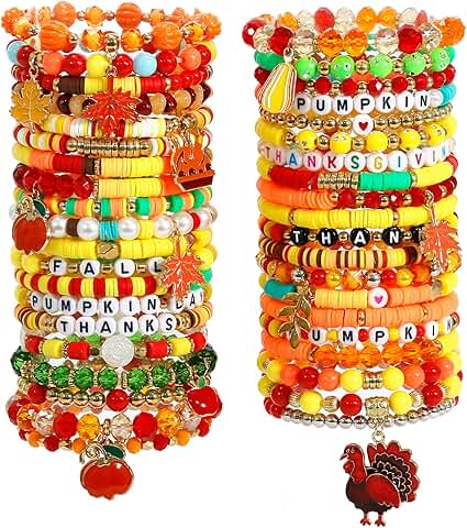 Set of 40 stretchable boho friendship bracelets for women