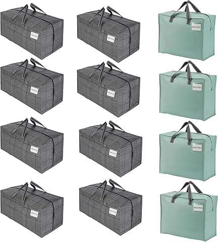 12 Heavy-Duty Moving Bags with Straps and Handles