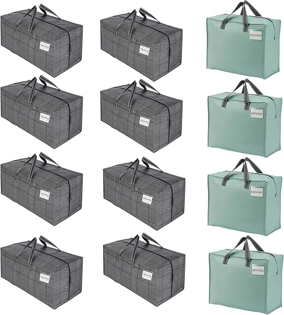 12 Heavy-Duty Moving Bags with Straps and Handles