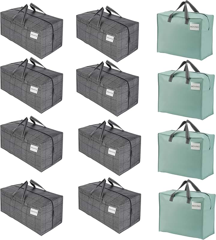 12 Heavy-Duty Moving Bags with Straps and Handles
