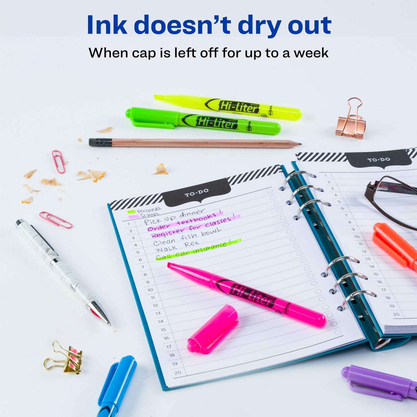 Pen-Style Highlighters with Smear Safe Ink, 6 Colors