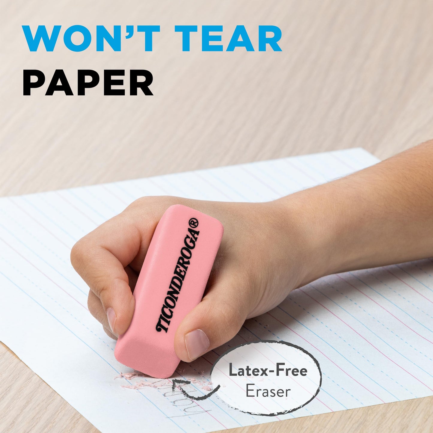 Pink wedge erasers, 3 pack