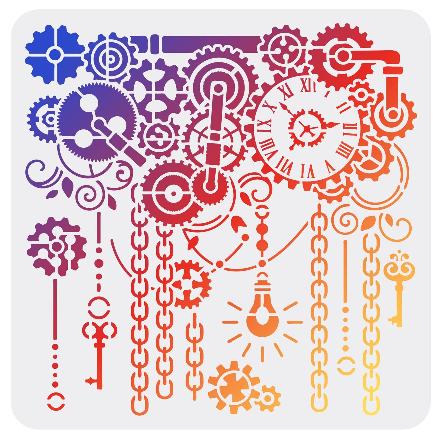 DIY Clock Painting Kit with Reusable Gear Patterns, 11.8 Inches