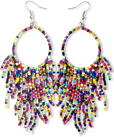 Colorful Bead Dangle Earrings for Women