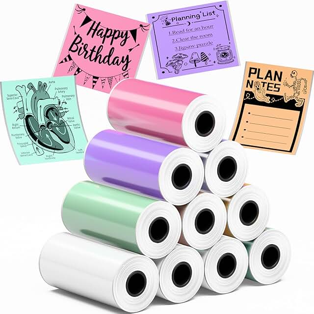 Self-Adhesive Thermal Sticker Paper, 53x28mm, 10 Rolls