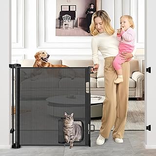 55-Inch Retractable Baby and Pet Gate with Door