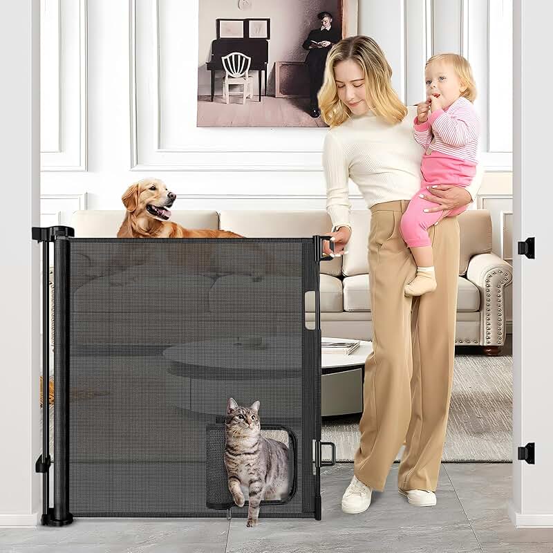 55-Inch Retractable Baby and Pet Gate with Door