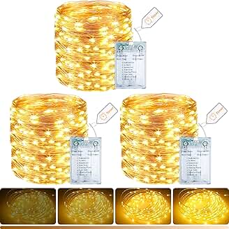 Battery-operated fairy lights with timer, 33ft, 100 LEDs, 8 modes