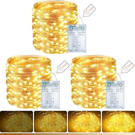 Battery-operated fairy lights with timer, 33ft, 100 LEDs, 8 modes