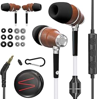 Premium Wooden Airtube Headphones with Microphone and Volume Control