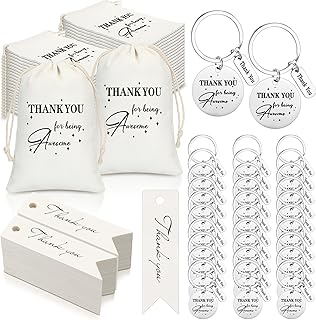 50 Employee Appreciation Gift Bags with Thank You Keychains