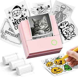Portable inkless Bluetooth sticker printer in pink