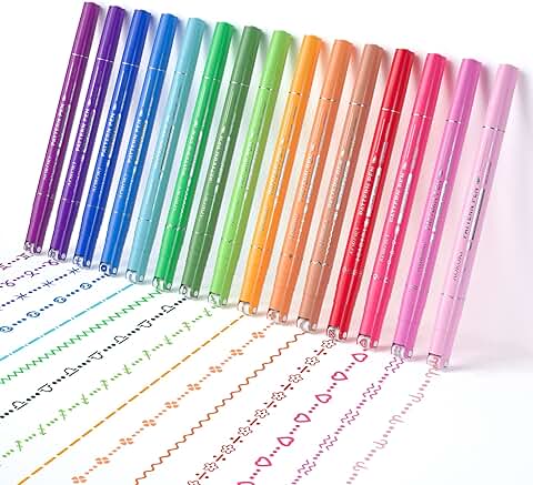 15-Color Curve Highlighter Pen Set with Dual Tips