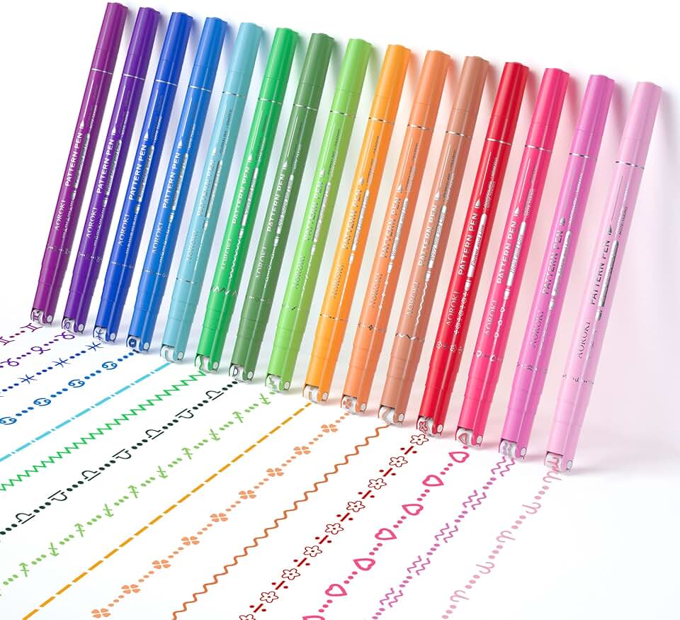 15-Color Curve Highlighter Pen Set with Dual Tips
