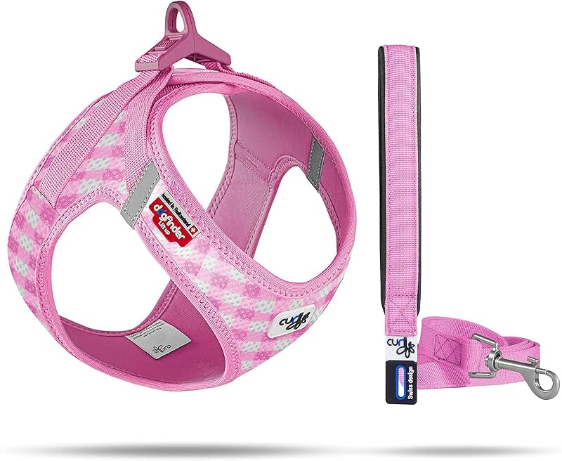 Pink Air-Mesh Vest Harness with Curli Clasp and Leash