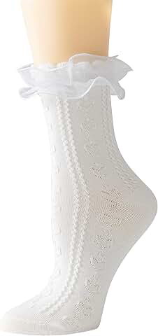 Women's Mid-Calf Lace Ruffle Cotton Socks