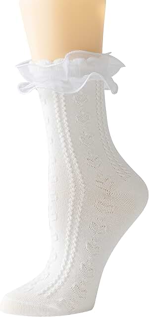 Women's Mid-Calf Lace Ruffle Cotton Socks