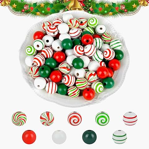 240 Christmas Wooden Candy Cane Bead Set