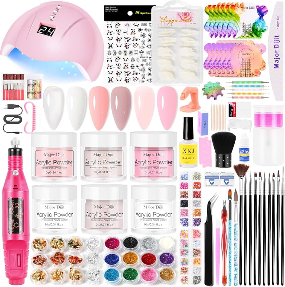 Acrylic Nail Kit with Drill and Lamp for Beginners