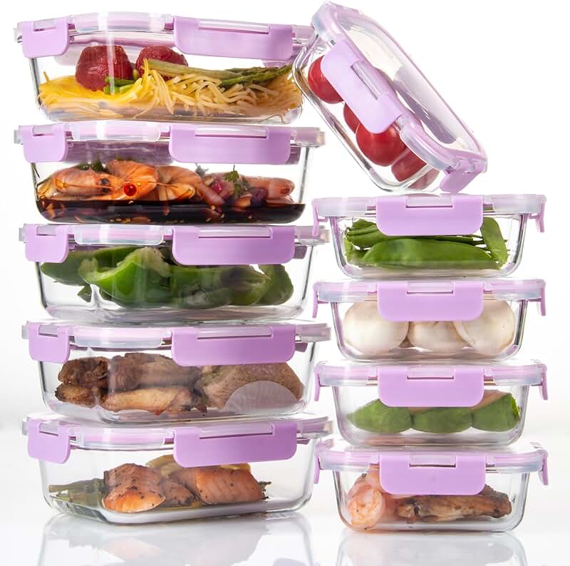 Airtight Glass Food Storage Containers Set of 10