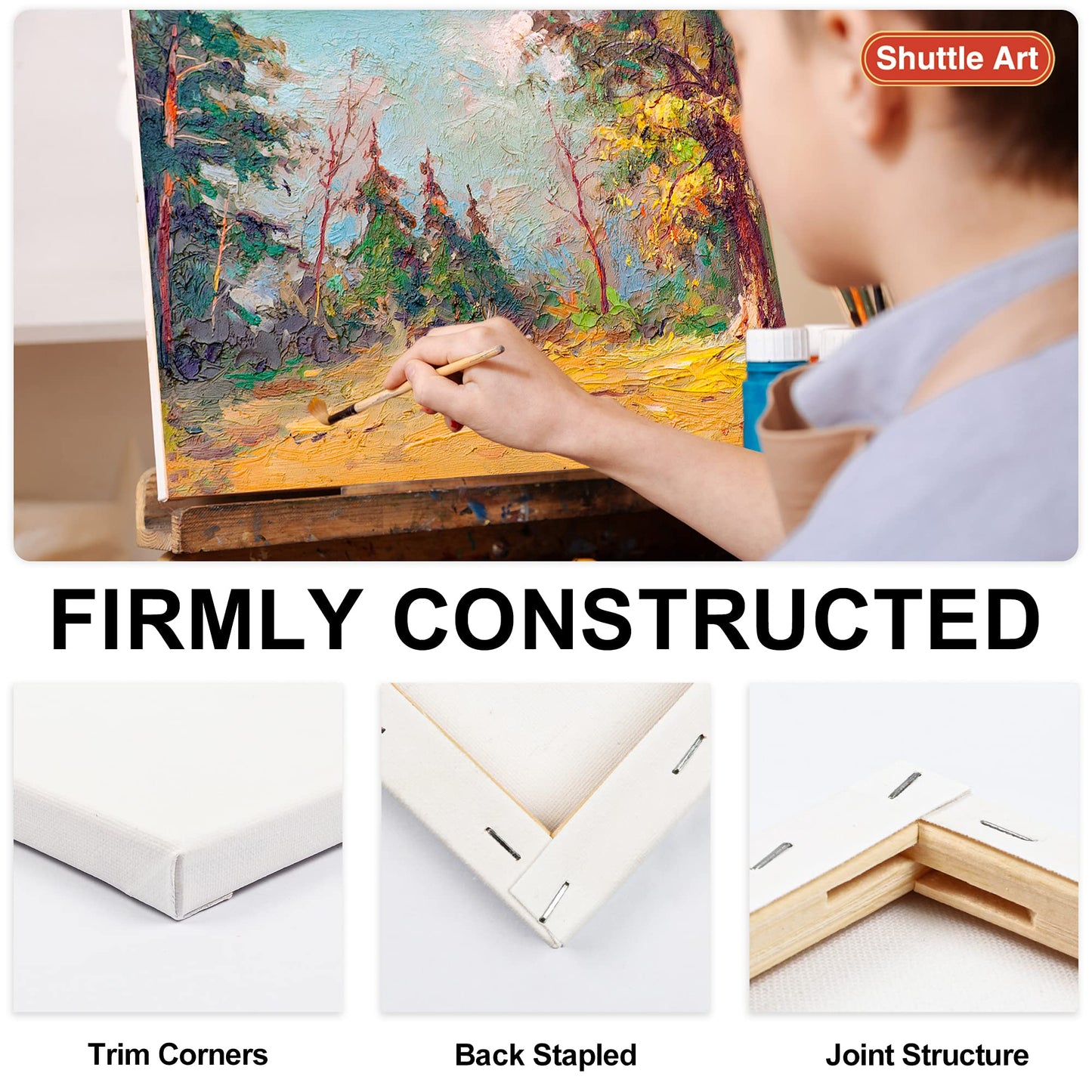 15 Pack Stretched Canvas Set 4x4 to 11x14 Inches