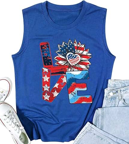 Vintage Stars and Stripes Patriotic Tank Top for Women