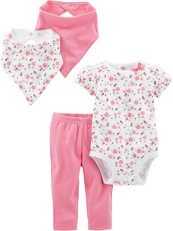 Baby 4-Piece Bodysuit, Pant, and Bibs Set