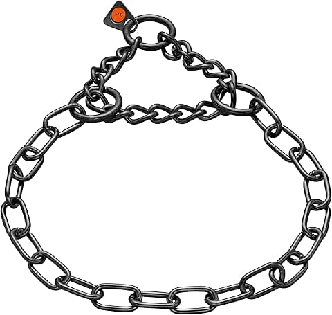 Black Stainless Steel Fur Saver Dog Collar, Medium, 20 inches
