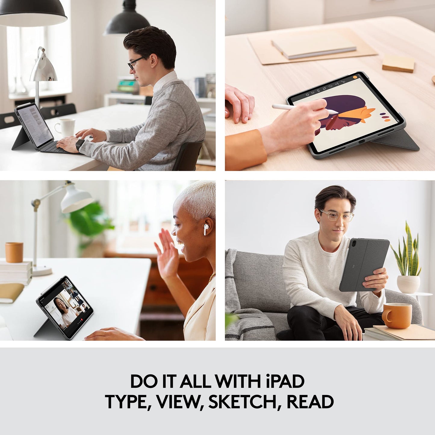 Combo Touch iPad Air (4th, 5th gen - 2020, 2022) Keyboard Case - Detachable Backlit Keyboard with Kickstand, Trackpad, Smart Connector - Oxford Gray; USA Layout