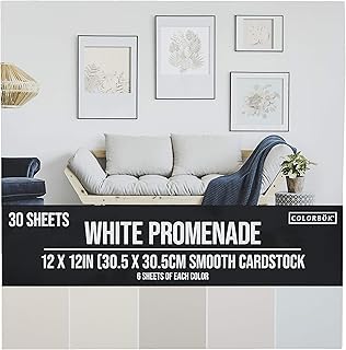 White 12x12 inch smooth cardstock in multiple colors
