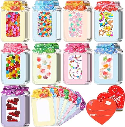 Valentine's Day Cards with Candy and Jars Pack