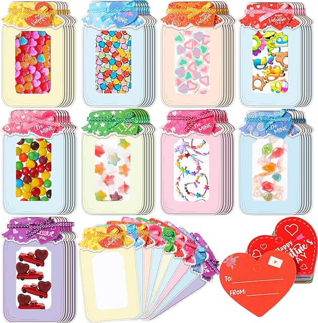 Valentine's Day Cards with Candy and Jars Pack