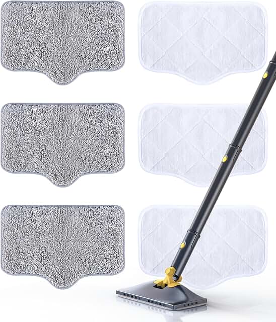 Washable Reusable Steam Mop Pads, 6-Pack for Floors and Carpets