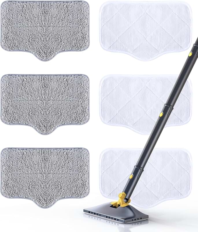 Washable Reusable Steam Mop Pads, 6-Pack for Floors and Carpets