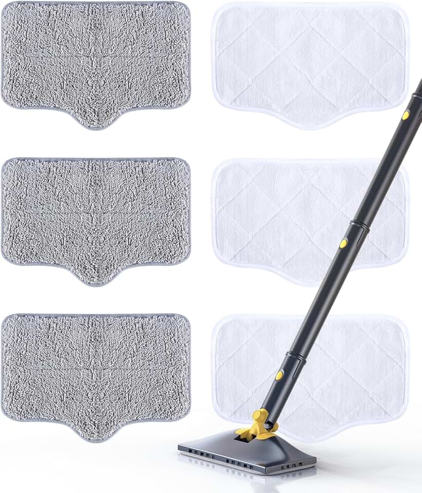 Washable Reusable Steam Mop Pads, 6-Pack for Floors and Carpets