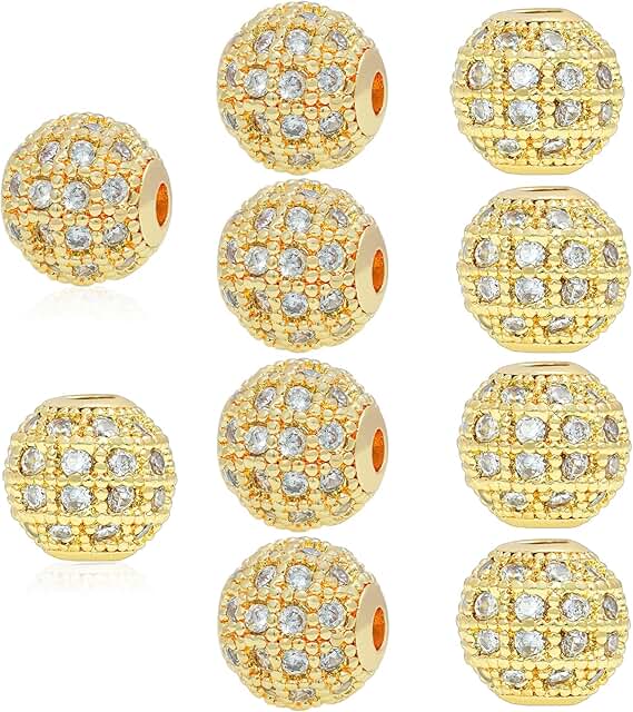 Round Zirconia Charm Beads for Jewelry Making