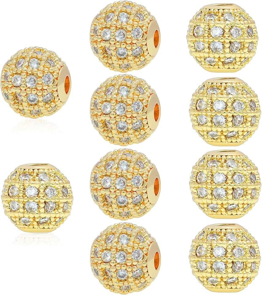 Round Zirconia Charm Beads for Jewelry Making