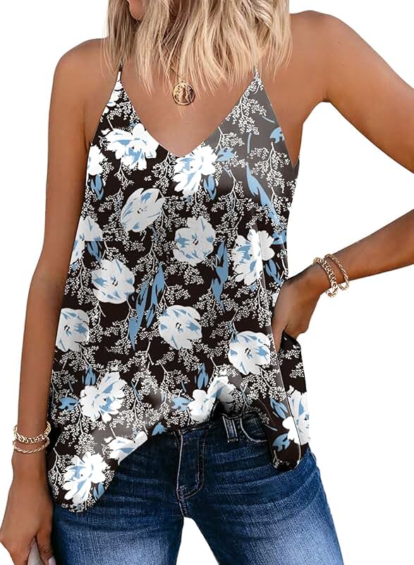 V-Neck Chiffon Spaghetti Strap Boho Tank Top
