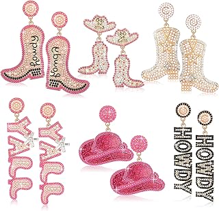 Six Pairs of Beaded Cowboy Drop Earrings for Women