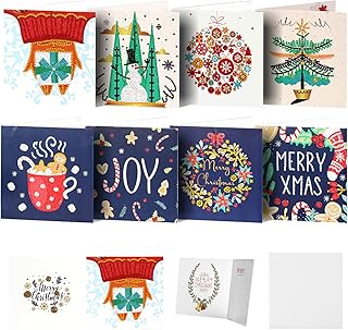 8 Pack DIY Christmas Diamond Painting Greeting Cards