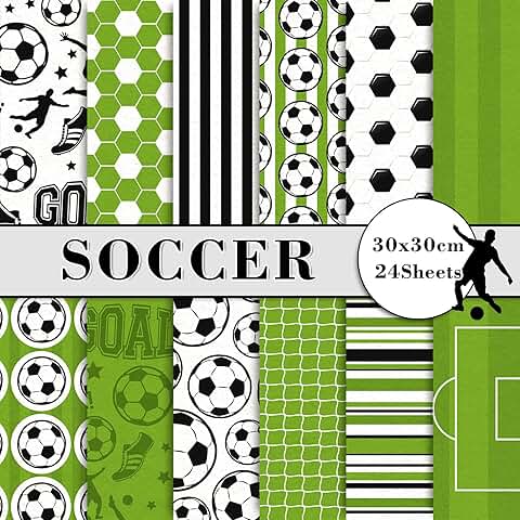 24-sheet soccer pattern decorative paper, 30x30cm