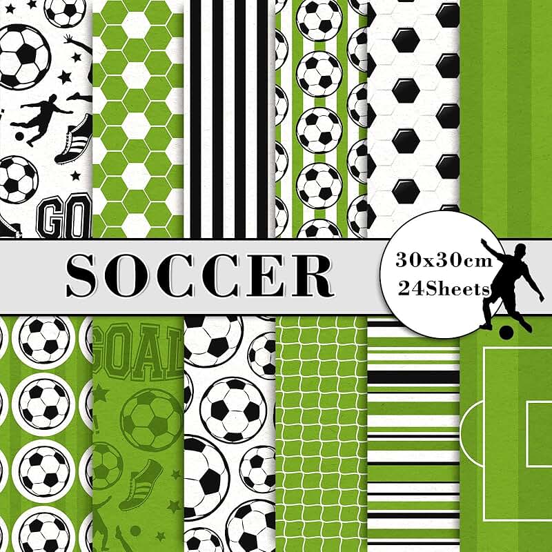 24-sheet soccer pattern decorative paper, 30x30cm