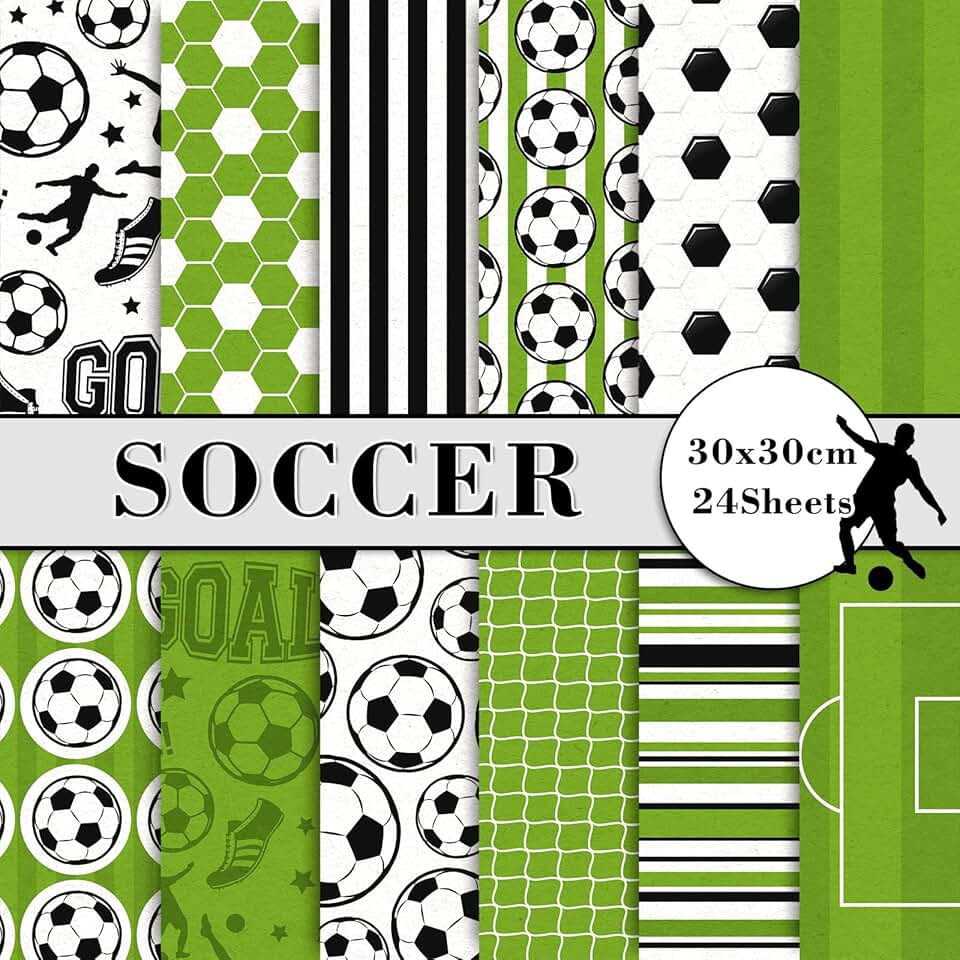 24-sheet soccer pattern decorative paper, 30x30cm