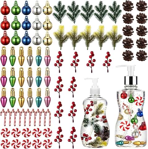 80 Christmas Soap Dispenser Decorations with Candy Canes Pine Needles and Berries